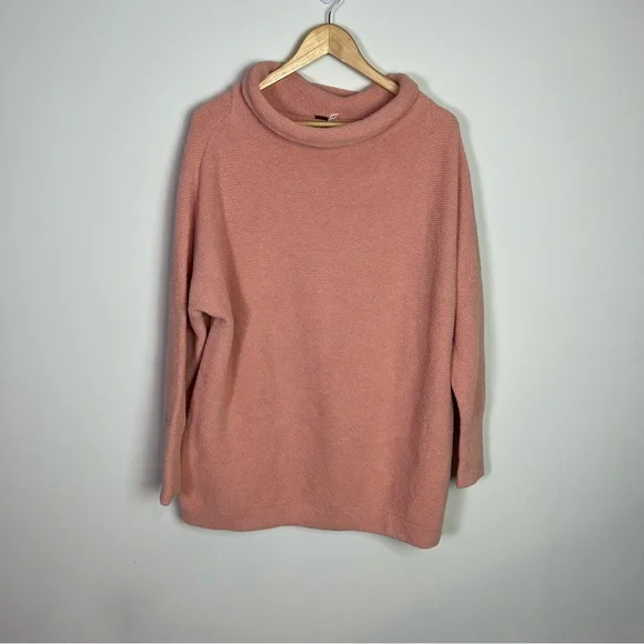 Free People Slouchy Ottoman Pink Tunic Sweater Top Women One Size